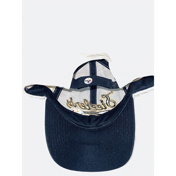 Pittsburgh Steelers Script NFL Embroidered Strapback Cap Twins Enterprise Beige - Picture 4 of 5